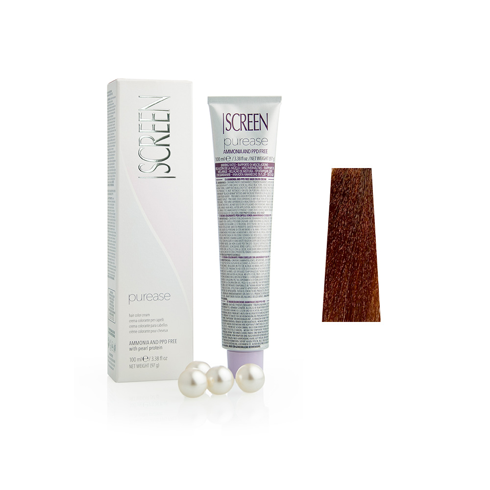 Крем-фарба без аміаку з протеїнами перлів SCREEN Purease 7RD (7.43) Golden Аuburn Вlonde, 100 ml - 1